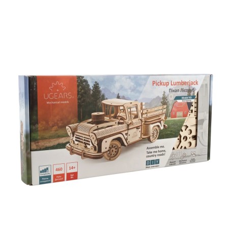 Ugears 3D dřevěné mechanické puzzle Americký náklaďák (pick-up)