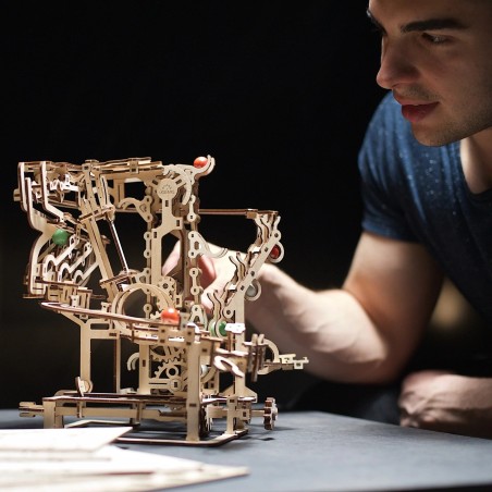 Ugears 3D Dřevěné puzzle Kuličková dráha řetězová