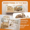 Ugears 3D mechanické puzzle Lokomotiva V-Express s vagónem 538 dílů