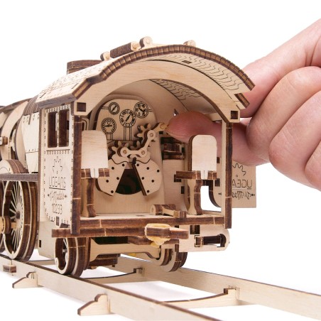 Ugears 3D mechanické puzzle Lokomotiva V-Express s vagónem 538 dílů