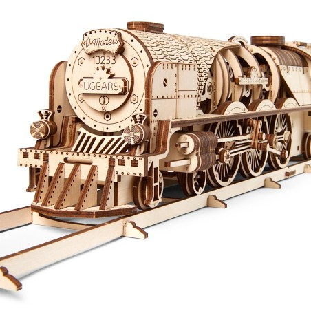 Ugears 3D mechanické puzzle Lokomotiva V-Express s vagónem 538 dílů