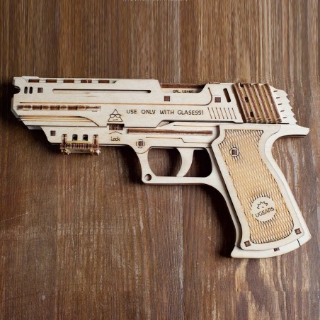 Ugears 3D dřevěné mechanické puzzle Wolf-01 Pistol