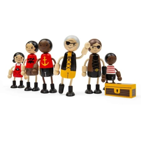 Bigjigs Toys Sada dřevěných postaviček Piráti