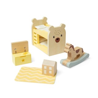 Bigjigs Toys Dřevěný nábytek do domečku pro panenky Dětský pokoj