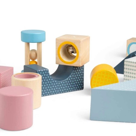 Bigjigs Toys Dřevěné senzorické kostky