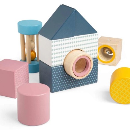 Bigjigs Toys Dřevěné senzorické kostky