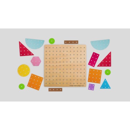 Bigjigs Toys Dřevěná šněrovací hra Geometrické tvary