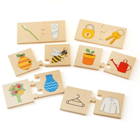 Bigjigs Toys Dřevěné didaktické puzzle Co k sobě patří