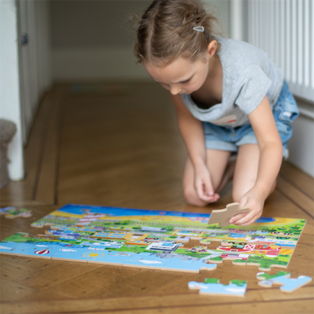 Bigjigs Toys Dřevěné podlahové puzzle Město 48 dílků