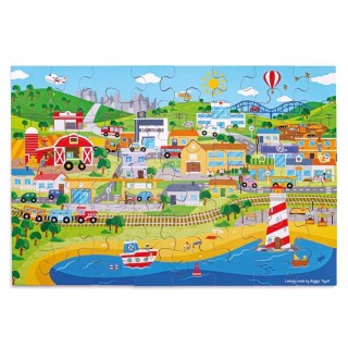 Bigjigs Toys Dřevěné podlahové puzzle Město 48 dílků