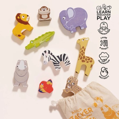 Le Toy Van Petilou Skládací věž Afrika 9 ks