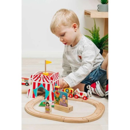 Bigjigs Rail Dřevěná vláčkodráha zábavná pouť 54 dílů