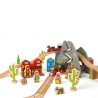 Bigjigs Rail Dřevěná vláčkodráha divoký západ 62 dílů