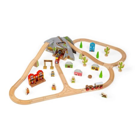 Bigjigs Rail Dřevěná vláčkodráha divoký západ 62 dílů