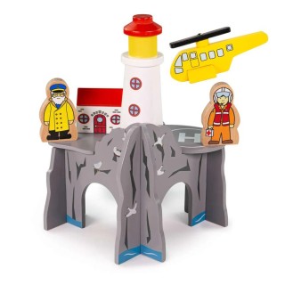 Bigjigs Rail Tunel s majákem a heliportem