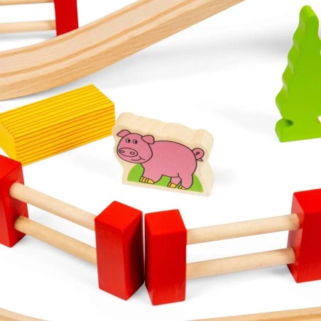 Bigjigs Rail Dřevěná vláčkodráha s venkovskou cestou 80 dílů
