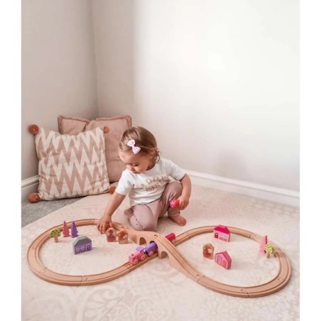 Bigjigs Rail Dřevěná vláčkodráha osmička pro princezny 35 dílů