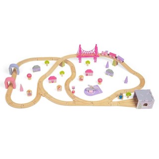 Bigjigs Rail Dřevěná velká vláčkodráha princezny