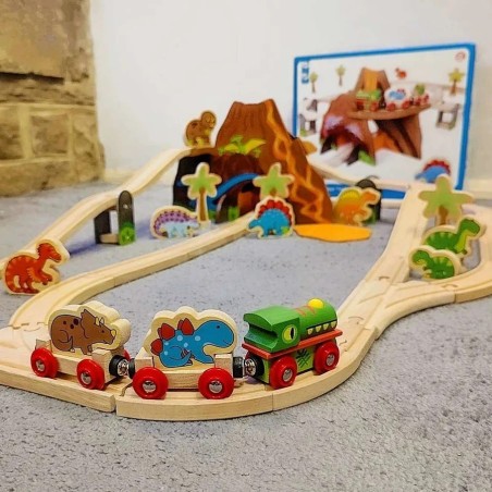 Bigjigs Rail Dřevěná vláčkodráha dinosauři