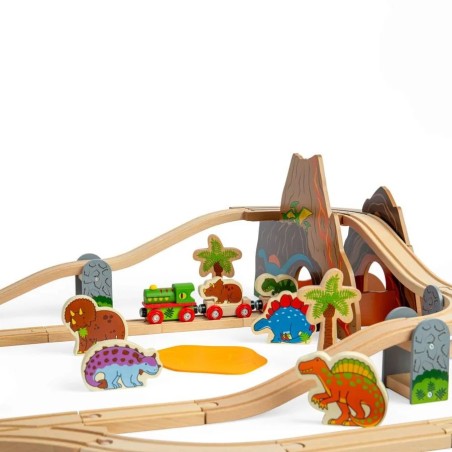 Bigjigs Rail Dřevěná vláčkodráha dinosauři