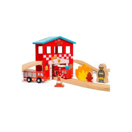 Bigjigs Rail Dřevěná vláčkodráha hasičská stanice