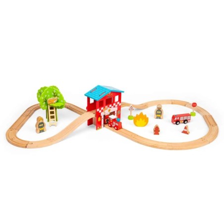 Bigjigs Rail Dřevěná vláčkodráha hasičská stanice