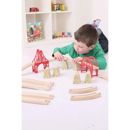 Bigjigs Rail Dřevěné koleje set most 18 dílů