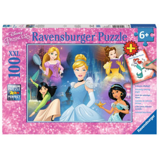 RAVENSBURGER Puzzle Disney princezny XXL 100 dílků + omalovánky