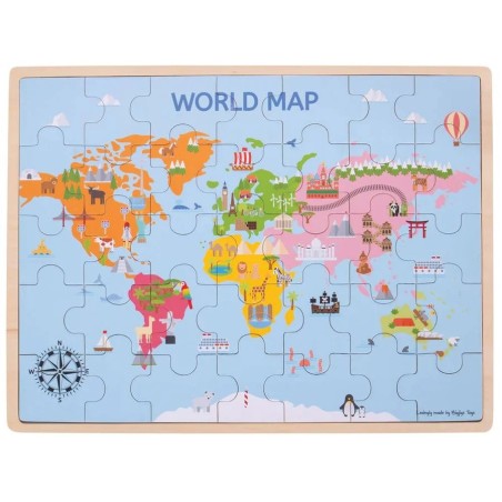 Bigjigs Toys Dřevěná puzzle mapa světa