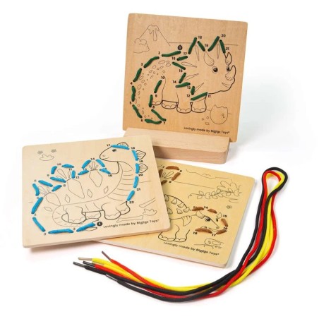 Bigjigs Toys Provlékání podle čísel Dinosauři