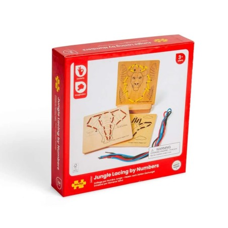 Bigjigs Toys Provlékání podle čísel Divoká zvířata
