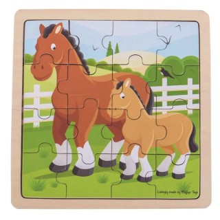 Bigjigs Toys Dřevěné puzzle Kůň s hříbátkem