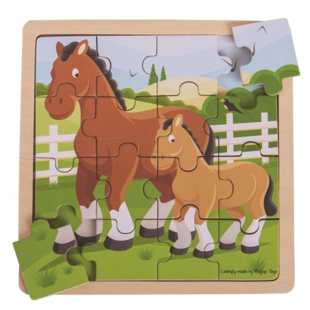 Bigjigs Toys Dřevěné puzzle Kůň s hříbátkem