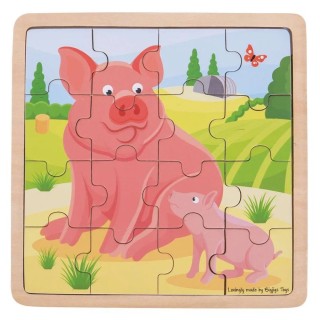 Bigjigs Toys Dřevěné puzzle Prasátko se selátkem