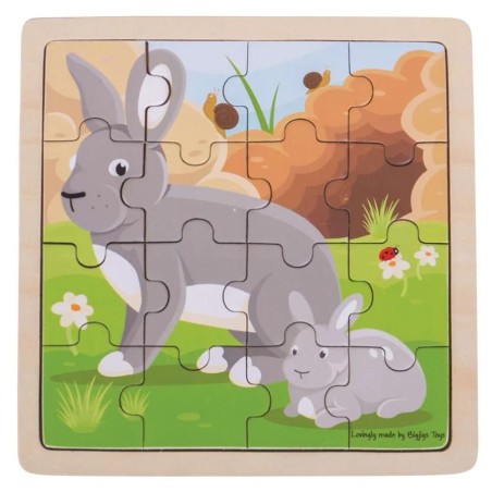 Bigjigs Toys Dřevěné puzzle králík s králíčkem