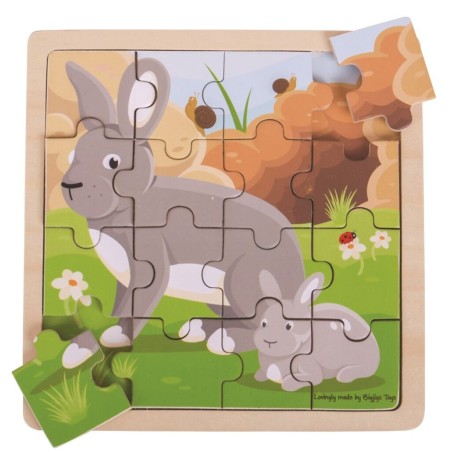 Bigjigs Toys Dřevěné puzzle králík s králíčkem