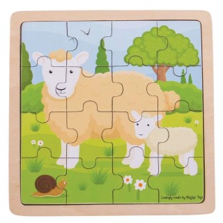 Bigjigs Toys Dřevěné puzzle Ovečka s jehňátkem