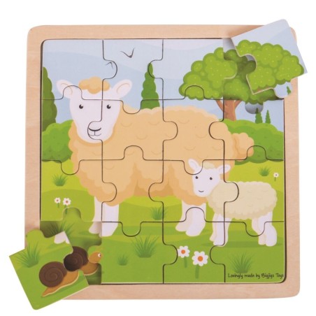 Bigjigs Toys Dřevěné puzzle Ovečka s jehňátkem