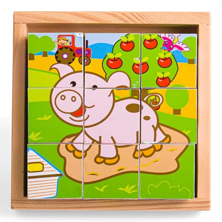 Bigjigs Toys Obrázkové kostky Zvířátka 9 kostek