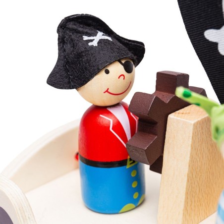 Bigjigs Toys Dřevěná pirátská loď s piráty