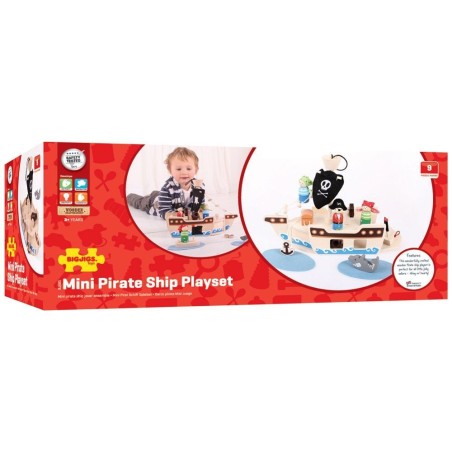 Bigjigs Toys Dřevěná pirátská loď s piráty