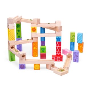 Bigjigs Toys Dřevěná kuličková dráha barevná