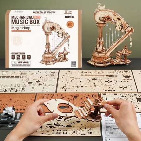 RoboTime 3D mechanická skládačka hrací skříňky Kouzelná harfa