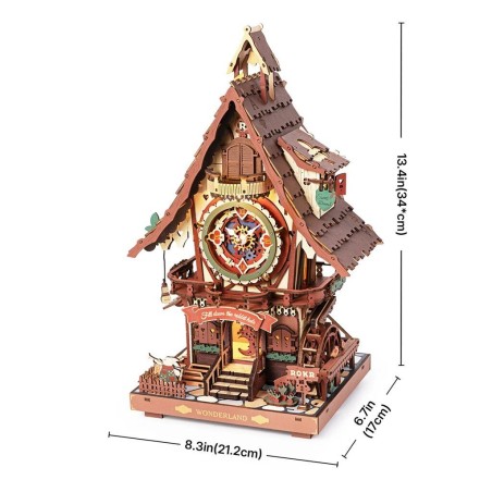 RoboTime 3D dřevěná mechanická skládačka Kukačkové hodiny barevné