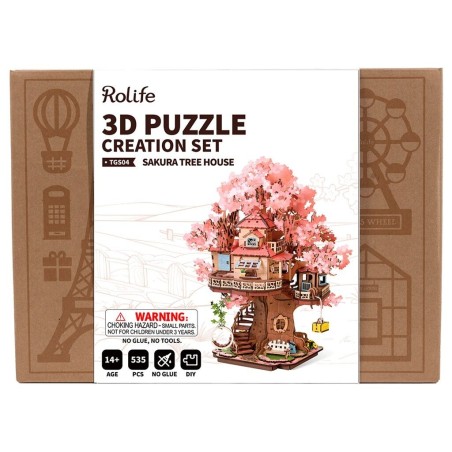 RoboTime 3D dřevěná skládačka Domeček na stromě Sakura