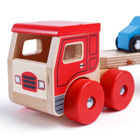 Bigjigs Toys Dřevěný kamion s auty