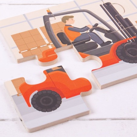 Bigjigs Toys puzzle 3v1 Stavební stroje