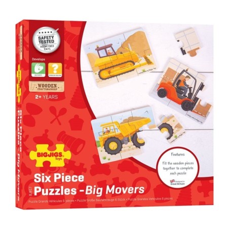 Bigjigs Toys puzzle 3v1 Stavební stroje
