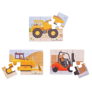 Bigjigs Toys puzzle 3v1 Stavební stroje