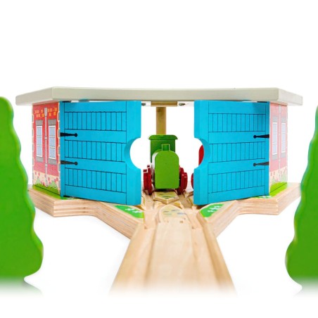 Bigjigs Rail Trojité dřevěné depo s vraty